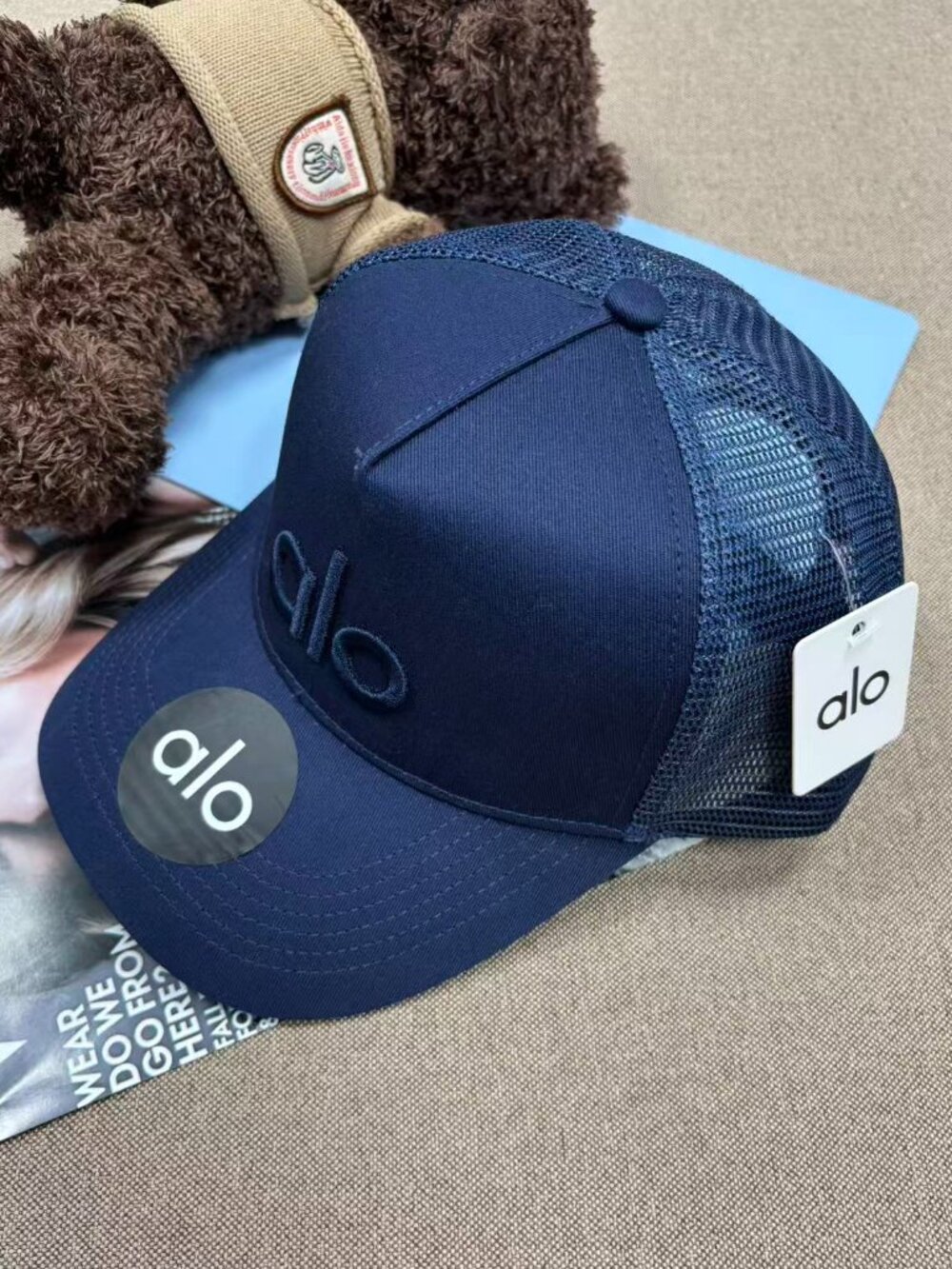 🎵Alo Navy Blue Trucker Hat Basic Urban Everyday Style 🧢